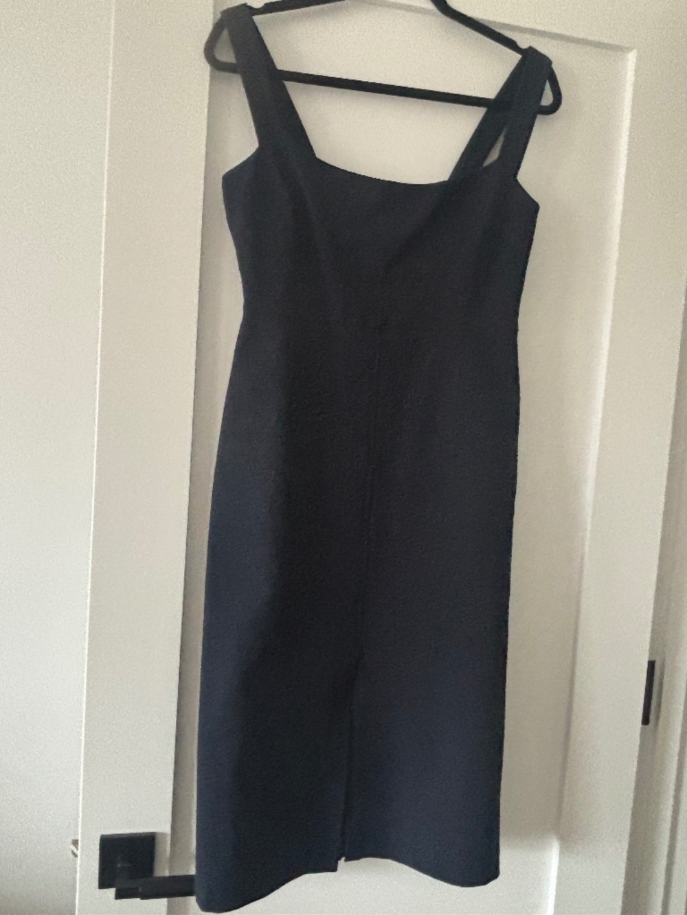 RACHEL COMEY Navy Structured Stretch Cotton Front Slit Midi Dress - Size 4